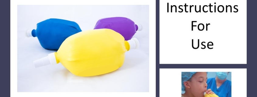 Colorful medical devices with usage instructions.